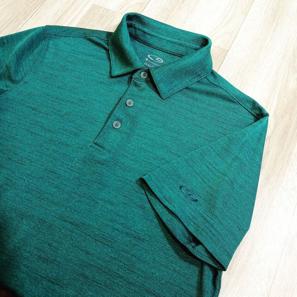 Champion Duo Dry Polo Shirt Mens Medium Green Short Sleeve